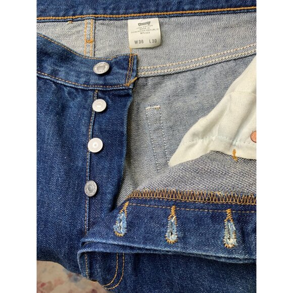 Levis Mens 501 Original Fit Button-Fly Jeans 36 x 27 100% Cotton Denim 10024 - Picture 2 of 7
